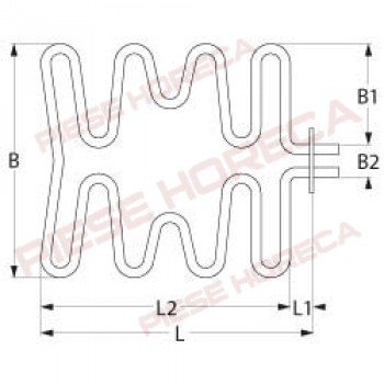 Rezistenta inferioara cuptor AMBACH, putere 3000W,  alimentare 400V, lungime 453mm, latime 403mm, dimensiuni flansa 70x22mm. Pentru modelele UBE-90, UBE-90-D. Cod catalog producator 5060815275 